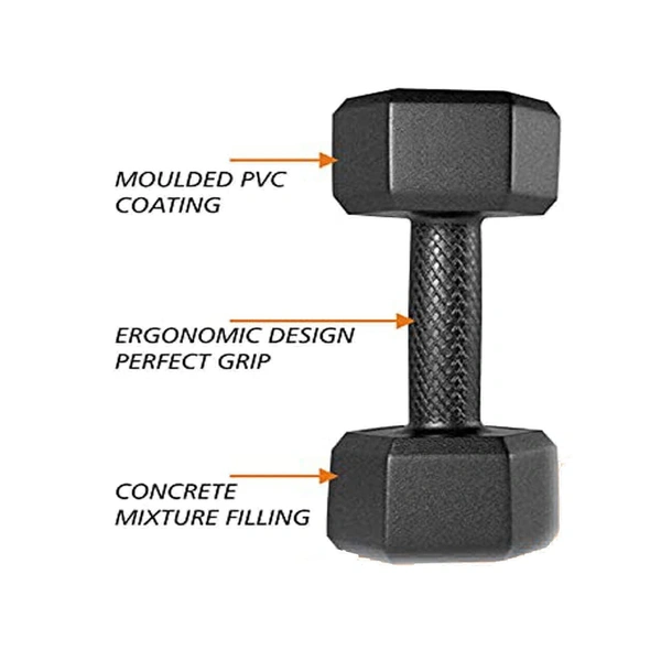 FITFLEX GEAR 1KG x 2 = 2KG PVC Dumbbell Set, 1 Pair Dumbbells, Hex Dumbbells Fixed Weight DumbbelName: PRO FIGHTER 1KG x 2 = 2KG PVC Dumbbell Set, 1 Pair Dumbbells, Hex Dumbbells Fixed Weight DumbbelMaterial