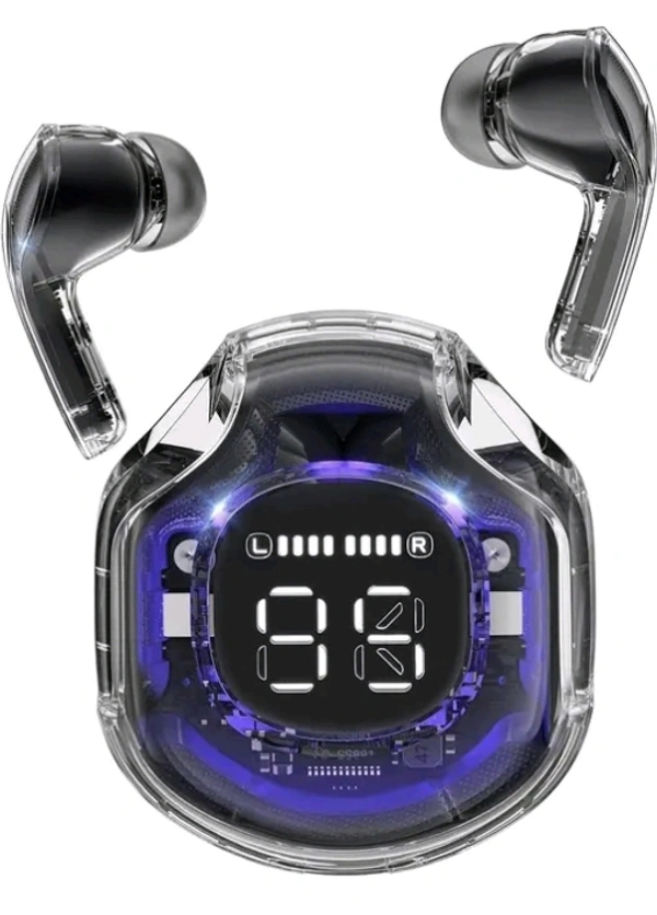 Ultrapods Pro Wireless Earphones Bluetooth 5.3 Headphones LED  Display Mini Crystal in-Ear Earbuds with Wireless Charging Case Touch Control Built-in Mic (BLACK)Name: Ultrapods Pro Wireless Earphones Bluetooth 5.3 Headphones LED  Display Mini Crystal in-Ear Earbuds with Wireless Charging Case Touch Control Built-in Mic (BLACK)Battery Charge Time: 2 HoursBluetooth Range: 10mBluetoot