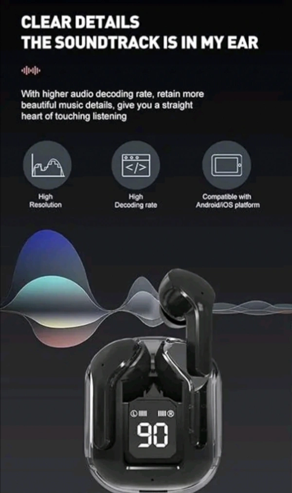 Ultrapods TWS Earbud, Bluetooth Headset with Display, Transparent Design, 30 Hrs Playtime with Fast Charging, Bluetooth 5.3 + ENC, 13mm HD BASS Drivers, IPX7 Sweat-Proof, Built-in Mic (BLACK)Name: Ultrapods TWS Earbud, Bluetooth Headset with Display, Transparent Design, 30 Hrs Playtime with Fast Charging, Bluetooth 5.3 + ENC, 13mm HD BASS Drivers, IPX7 Sweat-Proof, Built-in Mic (BL