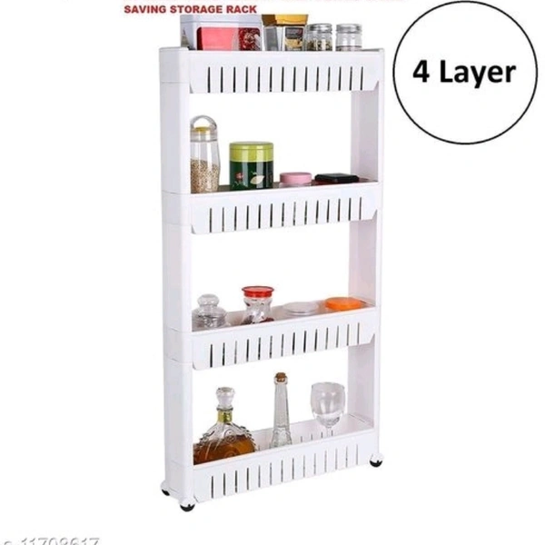 4 Layer Slim Storage Organizer Rack with Wheels for Kitchen, Bedroom, Bathroom - white, mention in description, yes, 2-3 days, yes