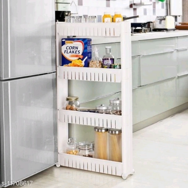 4 Layer Slim Storage Organizer Rack with Wheels for Kitchen, Bedroom, Bathroom - white, mention in description, yes, 2-3 days, yes