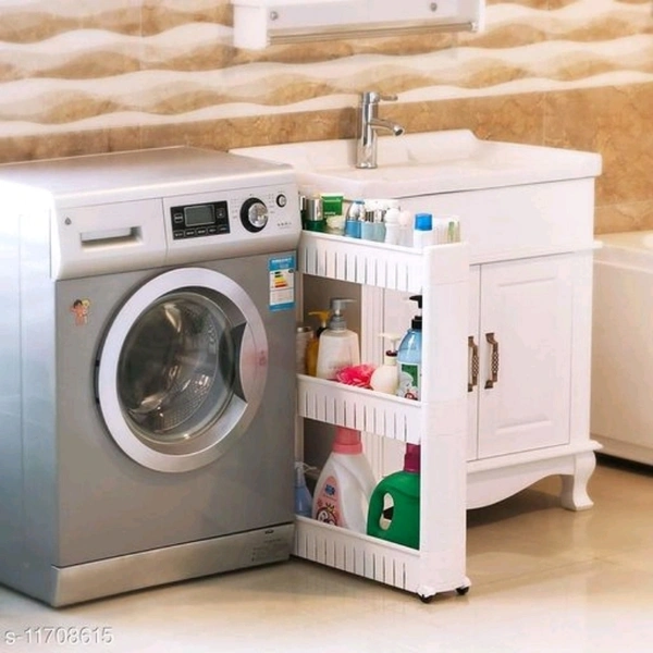 2 Layer Slim Storage Organizer Rack with Wheels for Kitchen, Bedroom, Bathroom - white, mention in description, yes, 2-3 days, yes