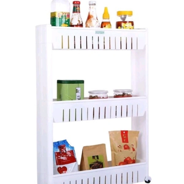 3 Layer Slim Storage Organizer Rack with Wheels for Kitchen, Bedroom, Bathroom - white, mention in description, yes, 2-3 days, yes
