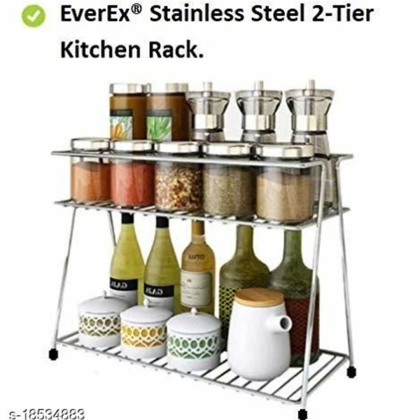 Pla Steel Spice 2-Tier Trolley Container Organizer Organiser/Basket for Boxes Utensils Dishes Plates for Home (Multipurpose Kitchen Storage Shelf Shelves Holder Stand Rack) - Transparent, mentioned in description, yes, 2-3 days, yes