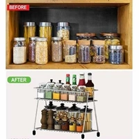 Pla Steel Spice 2-Tier Trolley Container Organizer Organiser/Basket for Boxes Utensils Dishes Plates for Home (Multipurpose Kitchen Storage Shelf Shelves Holder Stand Rack) - Transparent, mentioned in description, yes, 2-3 days, yes