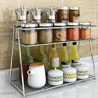 Pla Steel Spice 2-Tier Trolley Container Organizer Organiser/Basket for Boxes Utensils Dishes Plates for Home (Multipurpose Kitchen Storage Shelf Shelves Holder Stand Rack) - Transparent, mentioned in description, yes, 2-3 days, yes