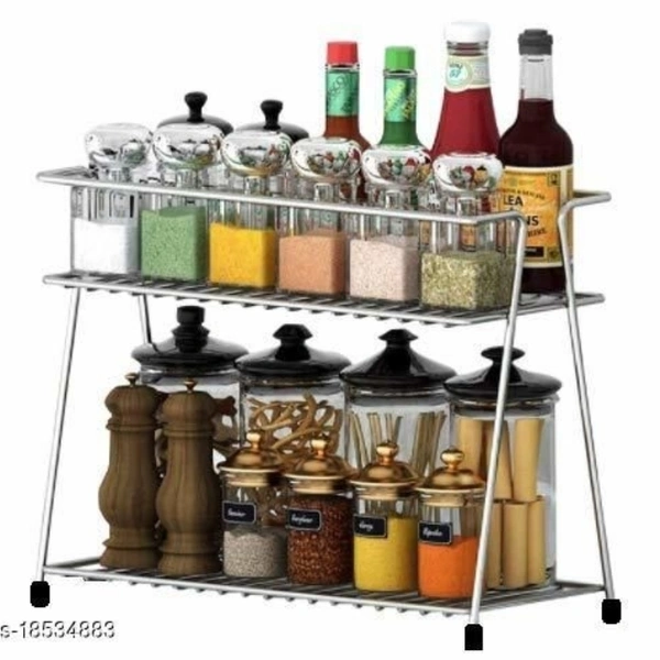Pla Steel Spice 2-Tier Trolley Container Organizer Organiser/Basket for Boxes Utensils Dishes Plates for Home (Multipurpose Kitchen Storage Shelf Shelves Holder Stand Rack) - Transparent, mentioned in description, yes, 2-3 days, yes