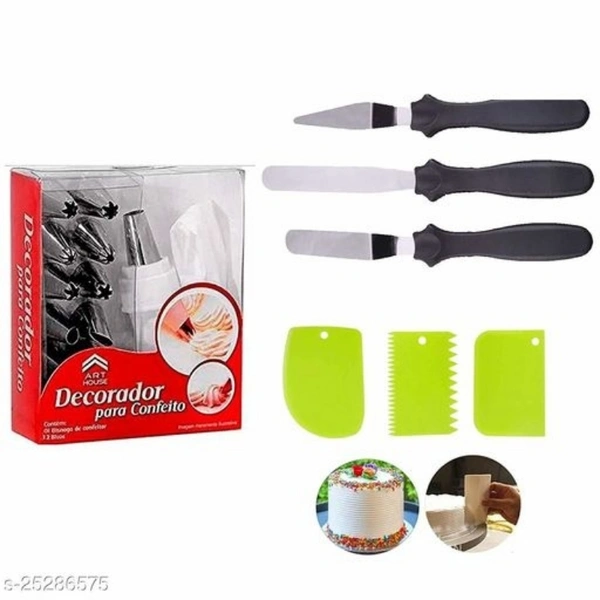 Cake Decorating 12 Psc cake nozzel set, 3 Scrapers, 3 in 1 Cake Icing spatula Set (Multicolour) - Yes, random, Yes, 2-3 days