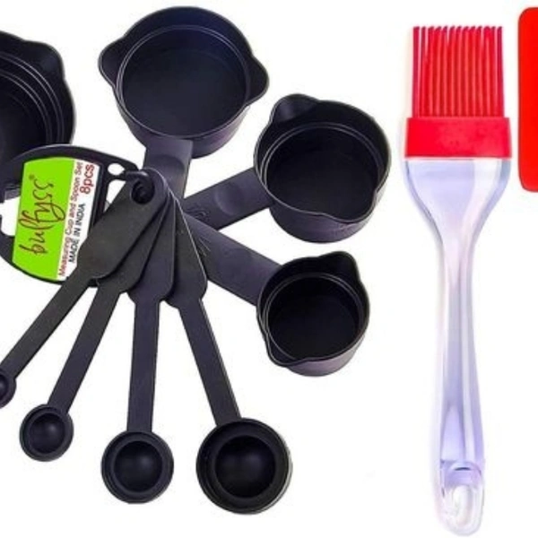 Green Finch Food Grade 8 Psc Measuring Cup and Spoon Set, Silicon Series Spatula And Brush Set Combo - Yes, Black, Yes, 2-3 days