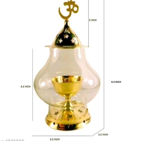 Traditional Brass and Glass Diya - yes, golden, yes, 2-3 days