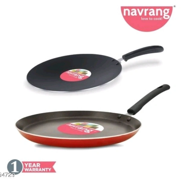 Navrang Non Stick Aluminium Concave Roti Tawa and Non Stick Dosa Tava Combo Non Induction - yes, red, 2-3days, yes