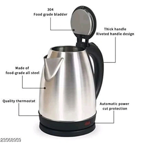 Scarlett Stainless Steel Electric Kettle | Auto Shut Off Multipurpose | Extra Large Cattle Electric with Handle Hot Water Tea Coffee Maker Water Boiler, Boiling Milk (Black) (2 Litre - yes, silver, 2-3 days, yes