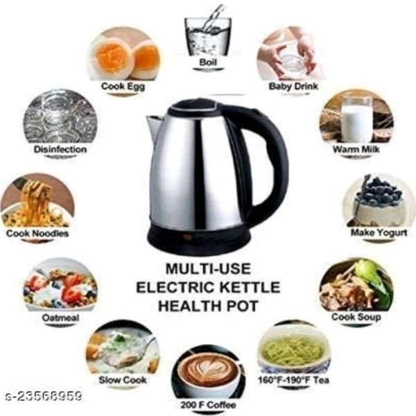 Scarlett Stainless Steel Electric Kettle | Auto Shut Off Multipurpose | Extra Large Cattle Electric with Handle Hot Water Tea Coffee Maker Water Boiler, Boiling Milk (Black) (2 Litre - yes, silver, 2-3 days, yes