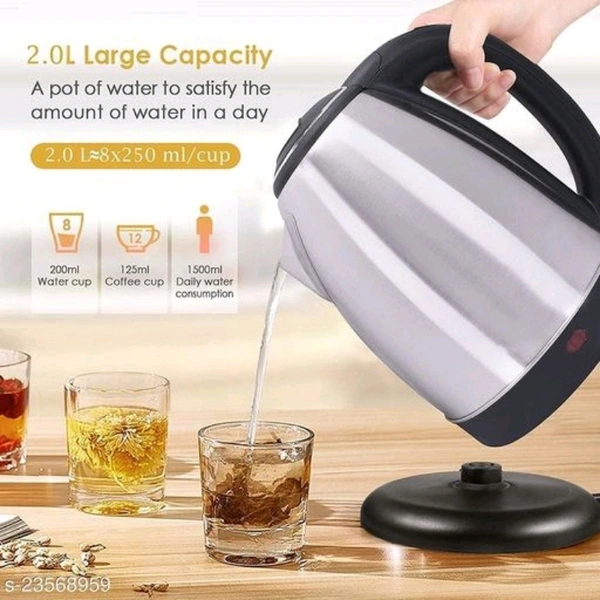Scarlett Stainless Steel Electric Kettle | Auto Shut Off Multipurpose | Extra Large Cattle Electric with Handle Hot Water Tea Coffee Maker Water Boiler, Boiling Milk (Black) (2 Litre - yes, silver, 2-3 days, yes