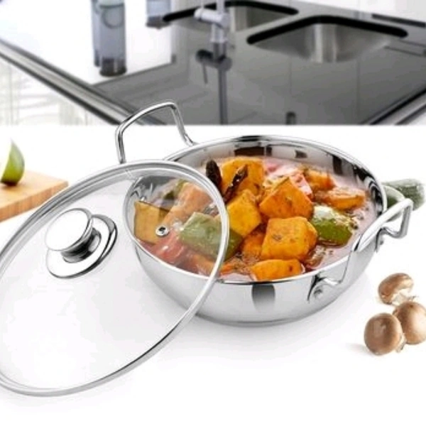 Vinayak International 20cm Kadai with glass lid - Capsule / Induction Bottom 1500ml
 - yes, silver, 2-3days, yes
