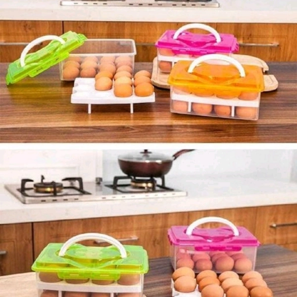 Double layer egg tray for eggs it store eggs safely while preserving their freshness with 1 safe new year event free gift(face mask) - yes, random, 2days, yes