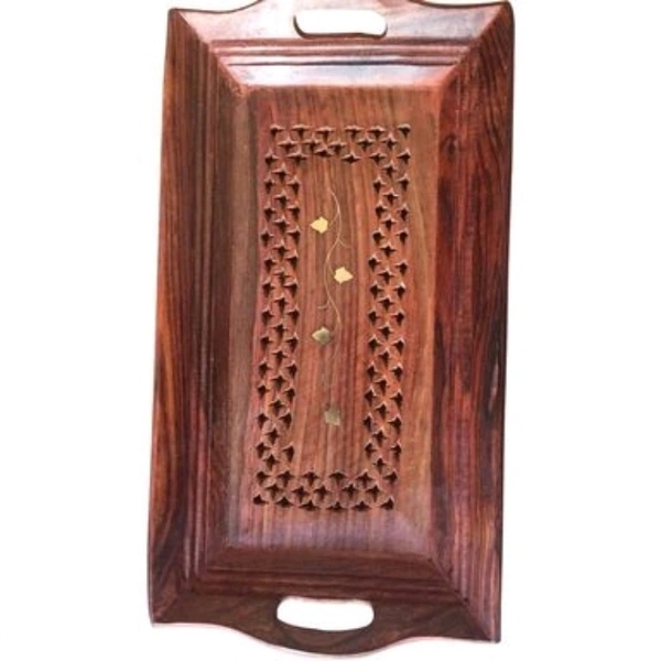 Wooden Coffee Tray Set Of 3 ( Handcarved Coffee, Tea And Snacks Serving Trays ) - (18X10X4 Inches - yes, wooden, 2 days, yes