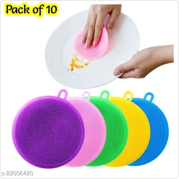 Silicone Multipurpose Anitbacterial Washing Bath Kitchen Scrubber Pads - Pack of 10
 - yes, 2days, Free