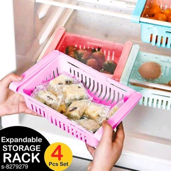 Frekich New Multipurpose Adjustable Fridge Storage / Organiser Basket MultiColor (Pack of 4 )
 - yes, 2 days, Free, Free