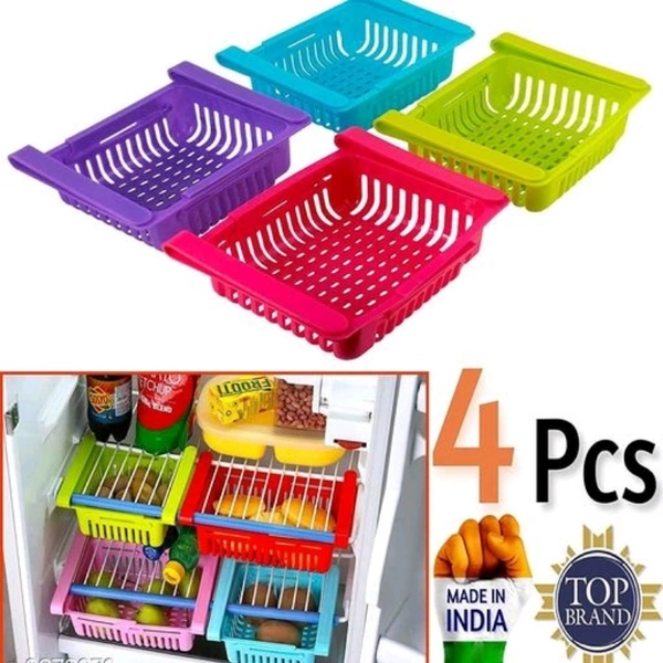Frekich New Multipurpose Adjustable Fridge Storage / Organiser Basket MultiColor (Pack of 4 )
 - yes, 2 days, Free, Free
