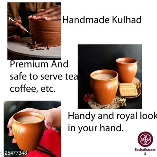 Organic Plain Kullad Set Of 6 - yes, 2 days, free