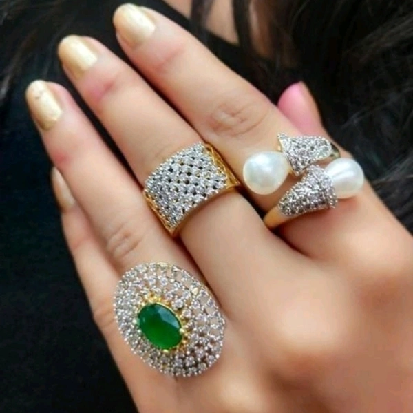 Desginer Cocktail Ring Set Of 3 - Free adjustable