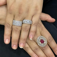 Desginer Cocktail Ring Set Of 3 - Free adjustable