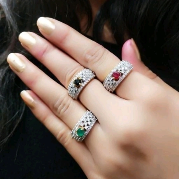 Stylish Cocktail Rings Set Of 3 - Adjustable