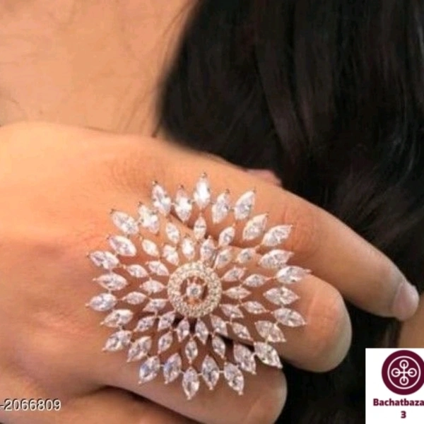 Stylish Round Cocktail Ring - adjustable