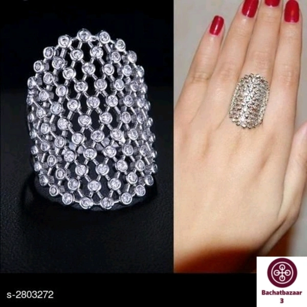 Silver Plated Designer Ring - adjustable