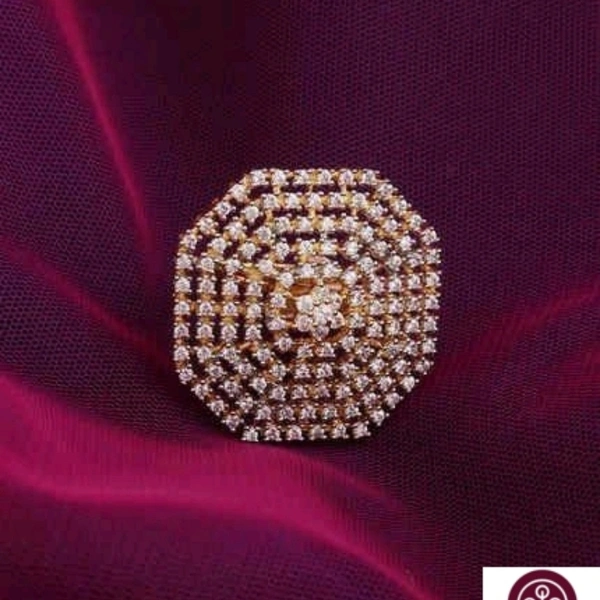 Stylish Round Cocktail Ring - adjustable