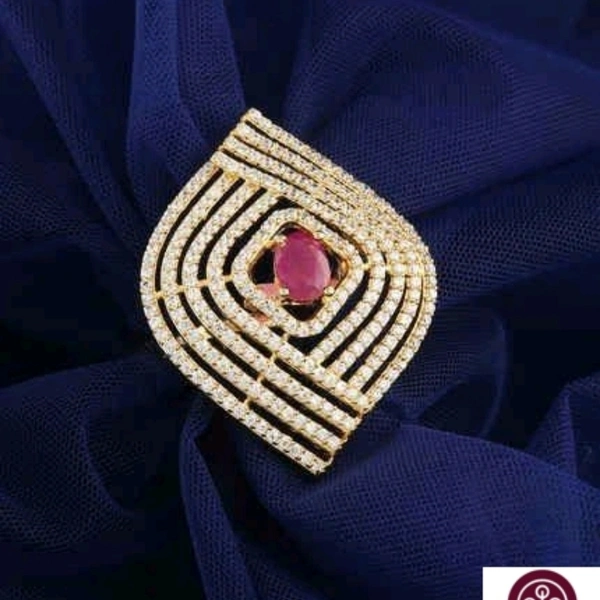Stylish Round Cocktail Ring - adjustable