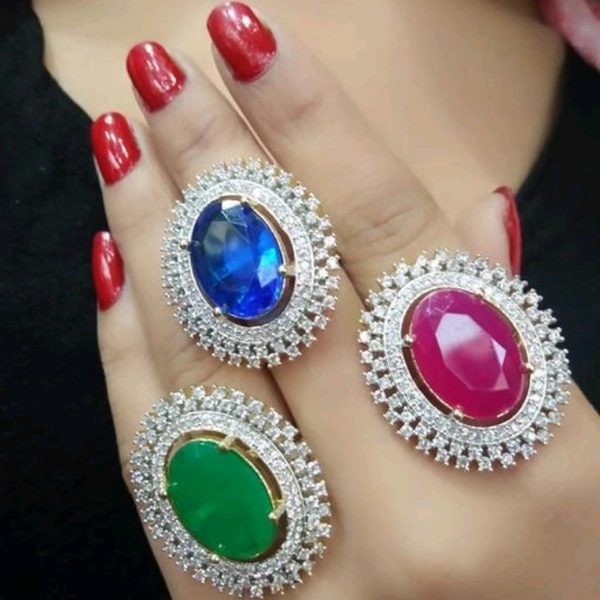 Stylish Cocktail Rings Set Of 3 - adjustable
