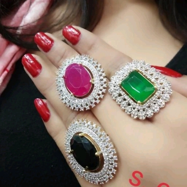 Stylish Cocktail Rings Set Of 3 - adjustable