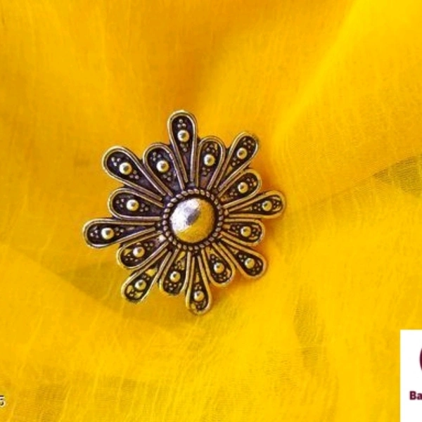 Black Metal Designer Cocktail Ring - adjustable