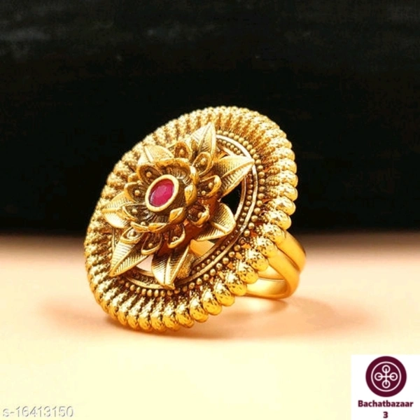 Rajwadi Look Gold Plated Cocktail Ring