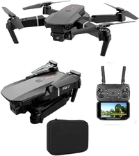 E88 Pro Drone with 4K Camera, WiFi FPV 1080P HD Dual Foldable RC Quadcopter Altitude Hold, Headless Mode, Visual Positioning, Auto Return Mobile App Control, Black, 7.83 x 7.17 x 2.87 inches - FREE SIZE