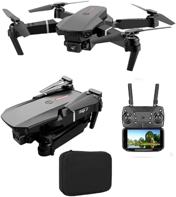 E88 Pro Drone with 4K Camera, WiFi FPV 1080P HD Dual Foldable RC Quadcopter Altitude Hold, Headless Mode, Visual Positioning, Auto Return Mobile App Control, Black, 7.83 x 7.17 x 2.87 inches - FREE SIZE