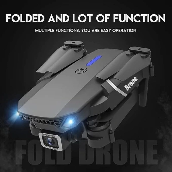 E88 Pro Drone with 4K Camera, WiFi FPV 1080P HD Dual Foldable RC Quadcopter Altitude Hold, Headless Mode, Visual Positioning, Auto Return Mobile App Control, Black, 7.83 x 7.17 x 2.87 inches - FREE SIZE
