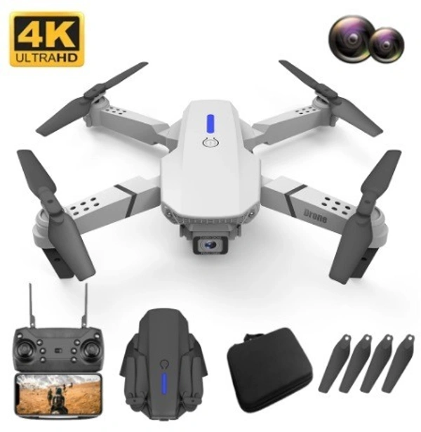 E88 Pro Drone with 4K Camera, WiFi FPV 1080P HD Dual Foldable RC Quadcopter Altitude Hold, Headless Mode, Visual Positioning, Auto Return Mobile App Control, Black, 7.83 x 7.17 x 2.87 inches - FREE SIZE