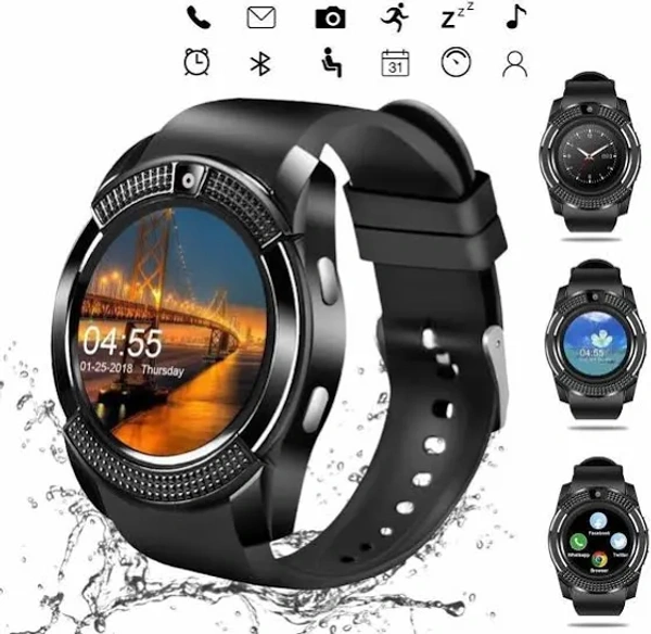 India Gate V8 Smart Watch  - Black, Free
