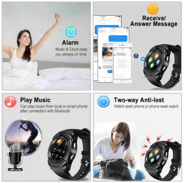 India Gate V8 Smart Watch  - Black, Free