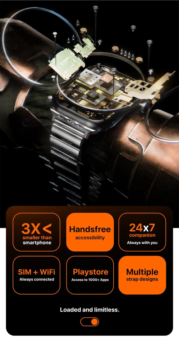Fire Bolt <4g SIM> Smart Watch  - Silver, Free