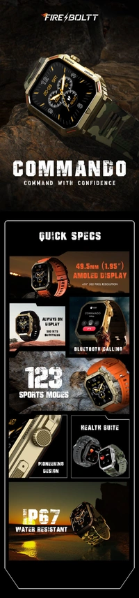 Fire Bolt < Commando> Smart Watch - commando, Yes, 1 Year Warranty