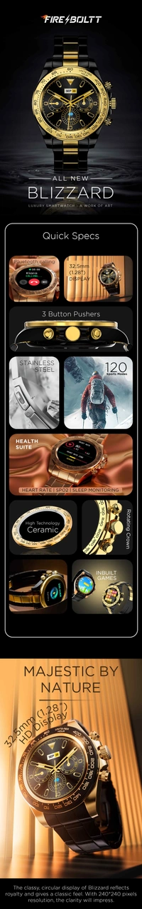 Fire Bolt <Blizzard> Smart Watch  - Rose Gold, Black, Free