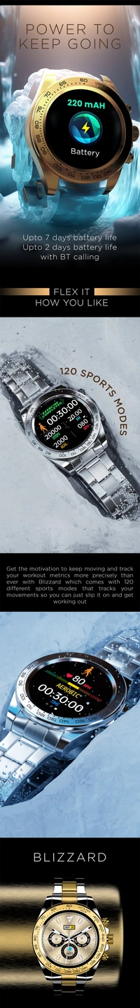 Fire Bolt <Blizzard> Smart Watch  - Rose Gold, Black, Free