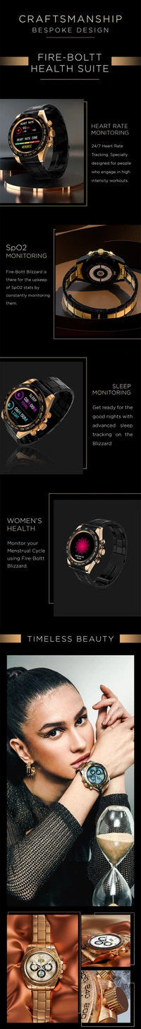 Fire Bolt <Blizzard> Smart Watch  - Rose Gold, Black, Free