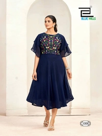 Unique Double layer Sleeves pattern gown, 6 colors, Set of 7
