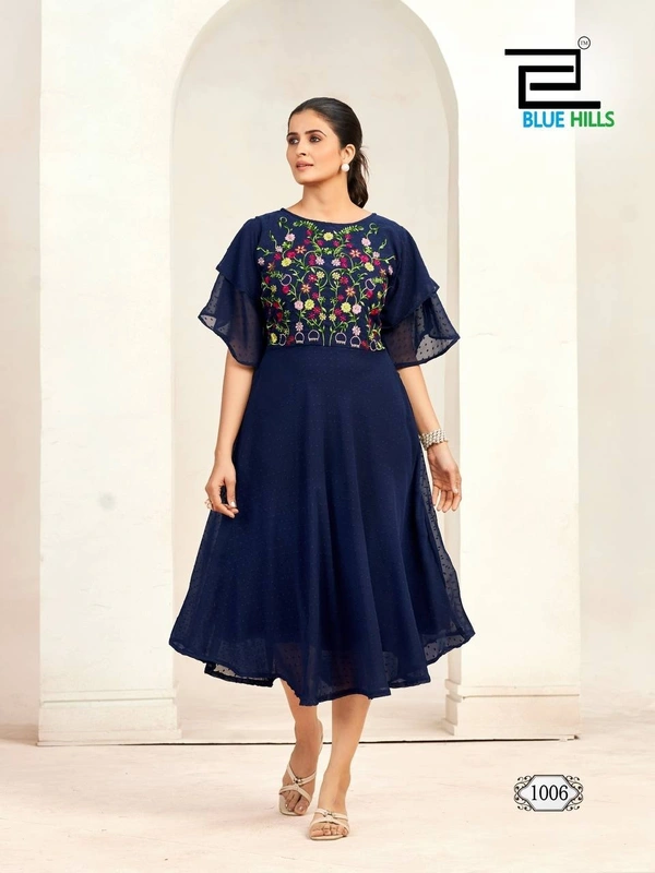 Unique Double layer Sleeves pattern gown, 6 colors, Set of 7