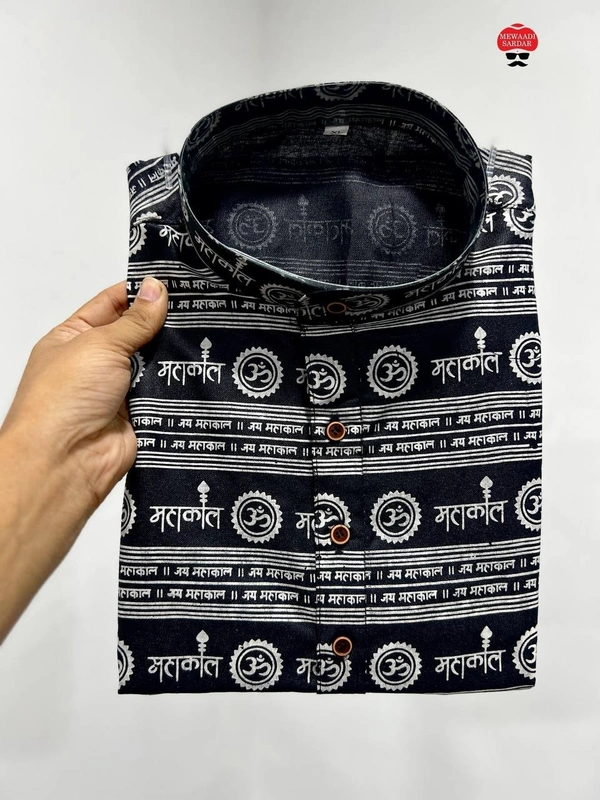 Half Sleeves Short Kurta in Mahakal Prints
